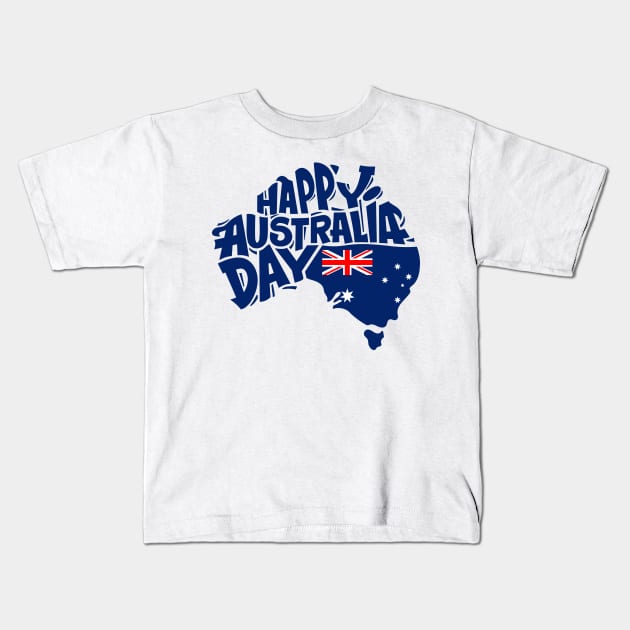 happy Australia day Kids T-Shirt by Mako Design 